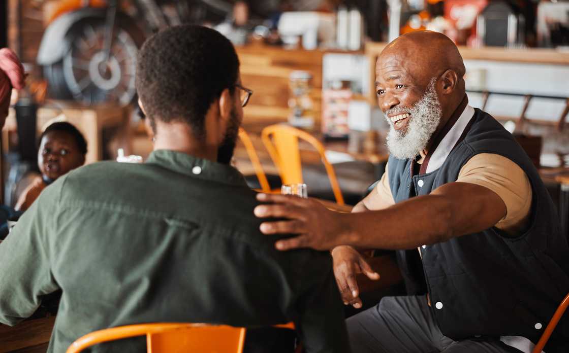 Two men talking Two men talking