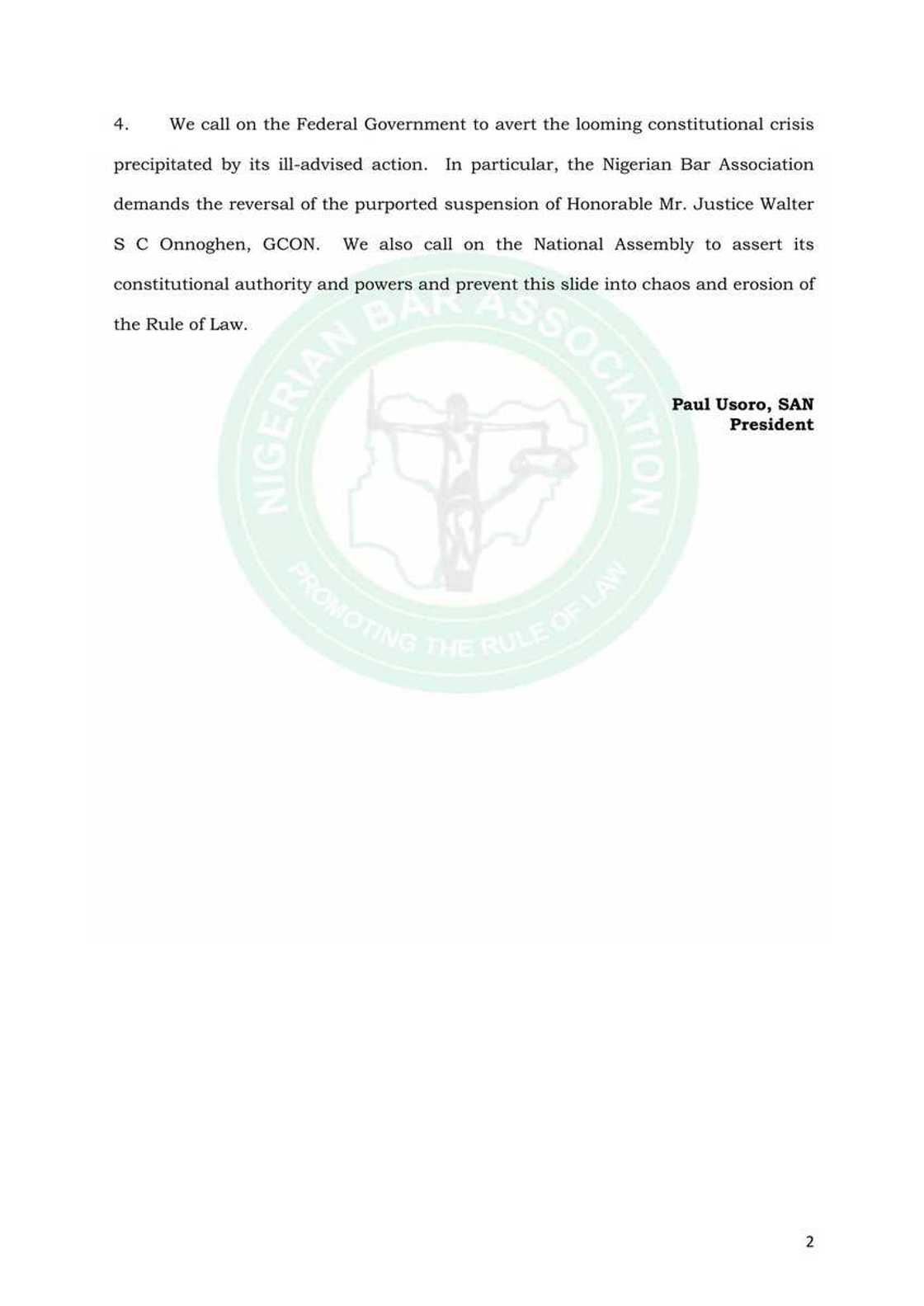 CJN’s suspension is a coup, reverse it immediately - NBA chides FG (full statement) CJN’s suspension is a coup, reverse it immediately - NBA chides FG (full statement)