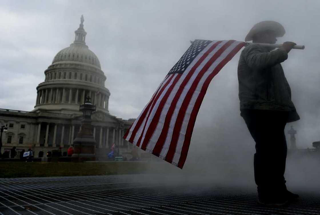 A supporter of then-US president Donald Trump outside the US Capitol on January 6, 2021 A supporter of then-US president Donald Trump outside the US Capitol on January 6, 2021
