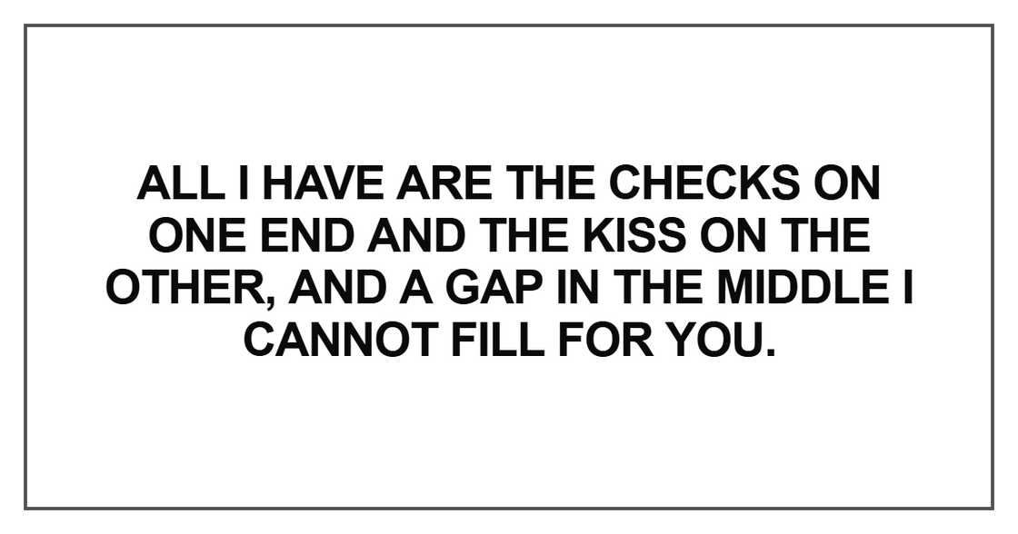 All I have are the checks on one end All I have are the checks on one end