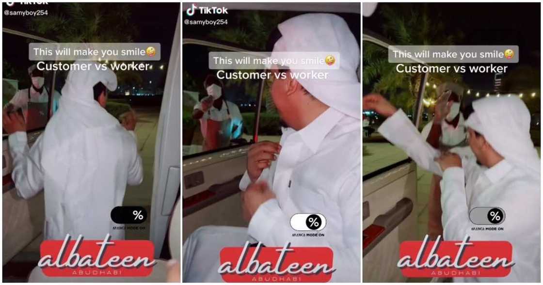 Samson Waithaka Njathi, barista, Abu Dhabi, worker, customer, Arab man dances to Overdosing song Samson Waithaka Njathi, barista, Abu Dhabi, worker, customer, Arab man dances to Overdosing song