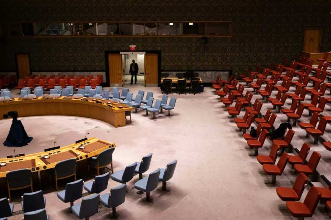 The UN General Assembly chamber is seen in February 2023 The UN General Assembly chamber is seen in February 2023