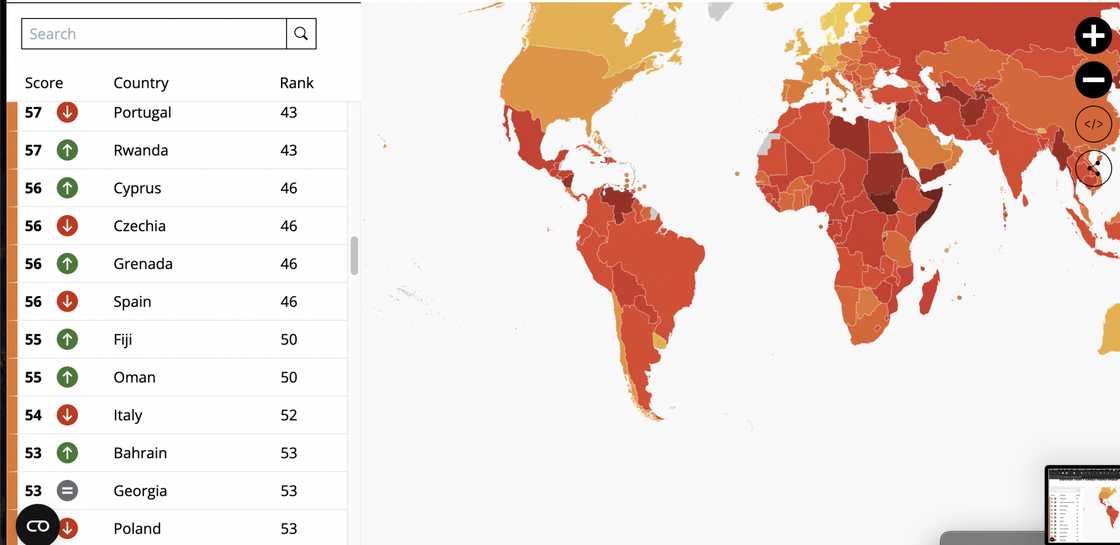 FULL LIST: Nigeria Ranked 36th Most Corrupt Country Globally