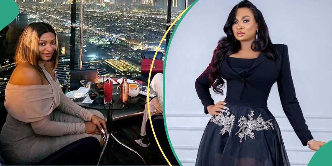 May Edochie on dinner date in the sky in Dubai May Edochie on dinner date in the sky in Dubai