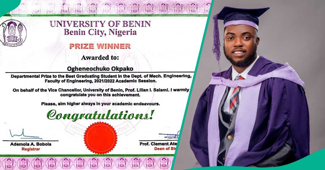 UNIBEN graduate gets N5,000 cash prize for emerging department's best-graduating student UNIBEN graduate gets N5,000 cash prize for emerging department's best-graduating student