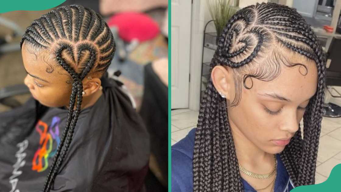 Neat medium-sized lemonade braids with a heart Neat medium-sized lemonade braids with a heart