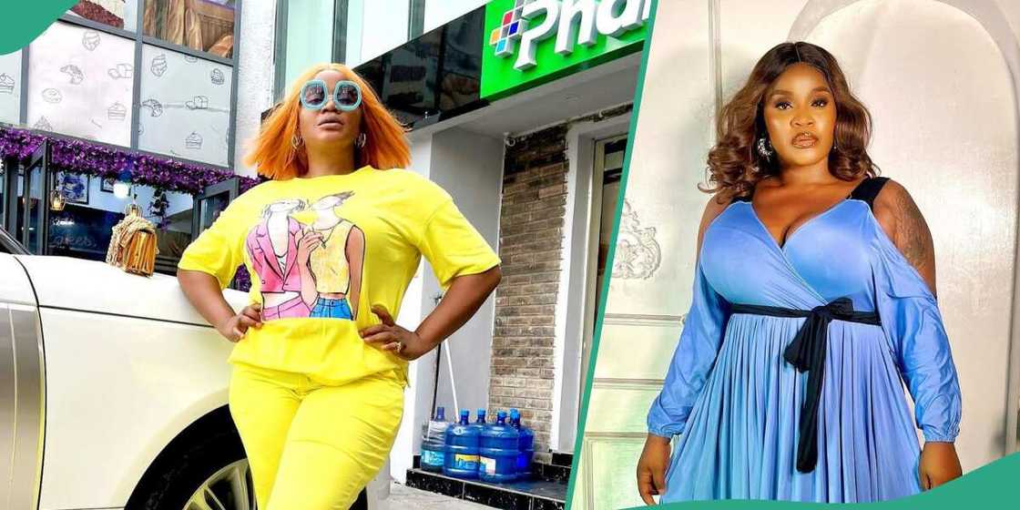 Actress Uche Ogbodo argues over her real age with troll. Actress Uche Ogbodo argues over her real age with troll.