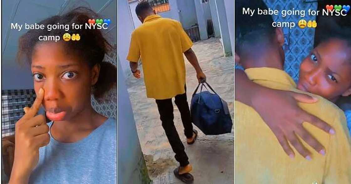 Lady in tears as boyfriend leaves, NYSC orientation camp Lady in tears as boyfriend leaves, NYSC orientation camp