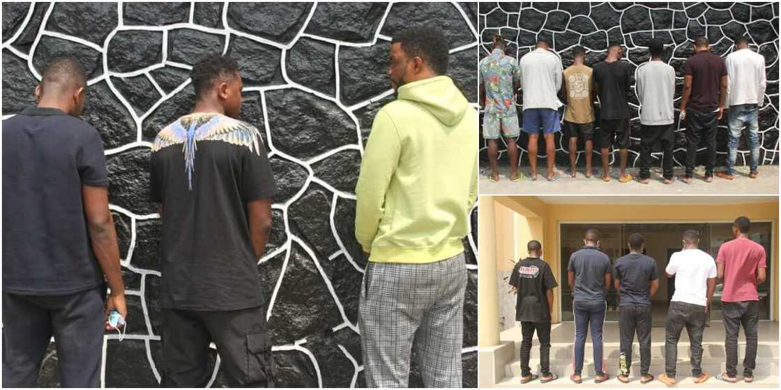 Three Dubai-based suspected internet fraudsters arrested with 14 others in Lagos (photos) Three Dubai-based suspected internet fraudsters arrested with 14 others in Lagos (photos)