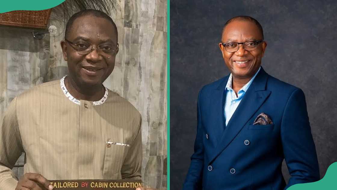 Dr Joe Abah smiles as he holds a tag (L). The policy analyst smiles as he looks on (R) Dr Joe Abah smiles as he holds a tag (L). The policy analyst smiles as he looks on (R)