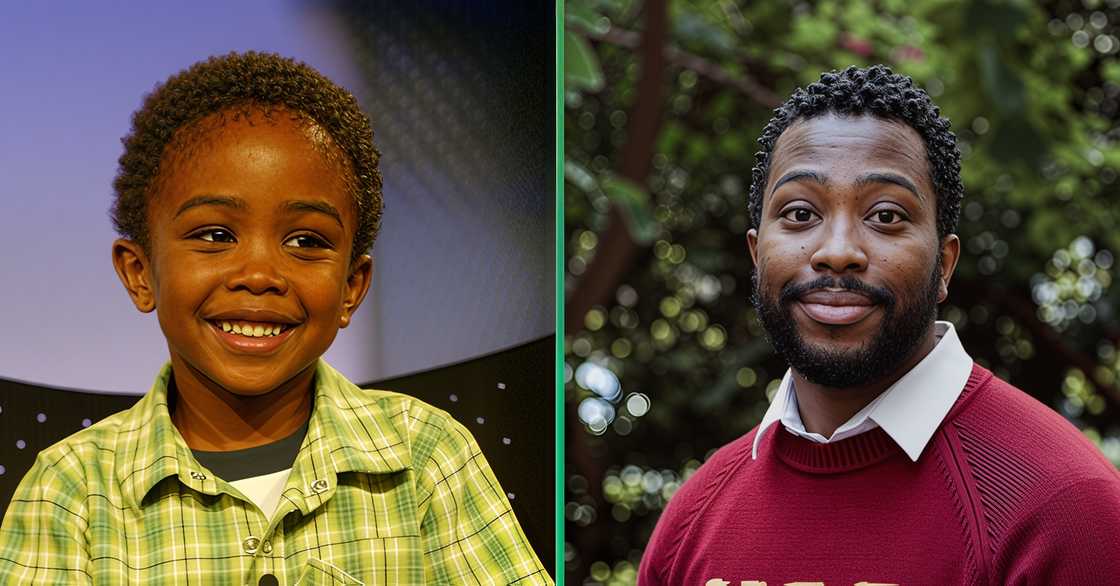 Khamani Griffin smiles during the UPN 2003 Summer Press Tour. The actor poses outdoors in a University of Southern California (USC) jumper.