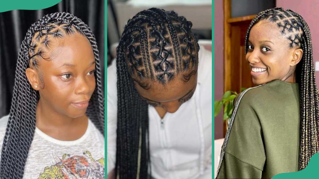 Criss-cross cornrows Criss-cross cornrows