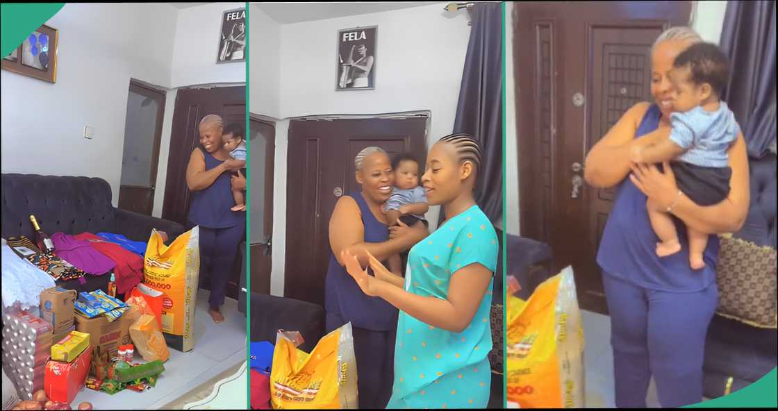 Reactions as new mum hails her mother for doing 'omugwo' for her, video goes viral