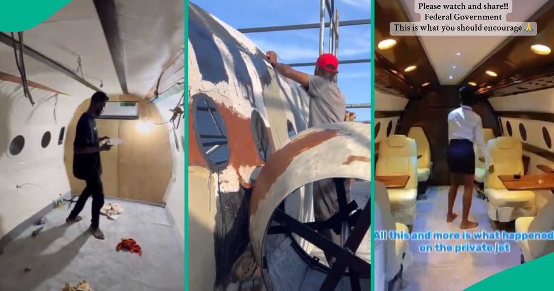 Talented Nigerian youths create handmade replica of private jet, show off its beautiful interior Talented Nigerian youths create handmade replica of private jet, show off its beautiful interior