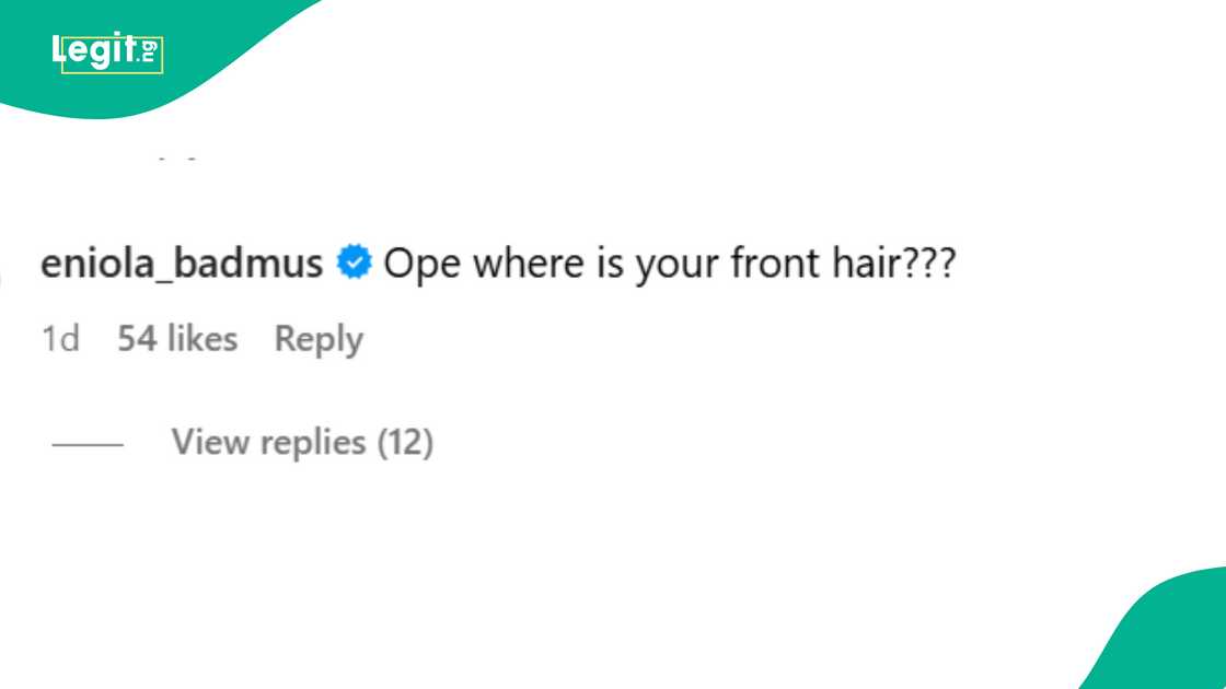 Opeyemi Aiyeola shares screenshot of Eniola Badmus' comment on her page. Opeyemi Aiyeola shares screenshot of Eniola Badmus' comment on her page.