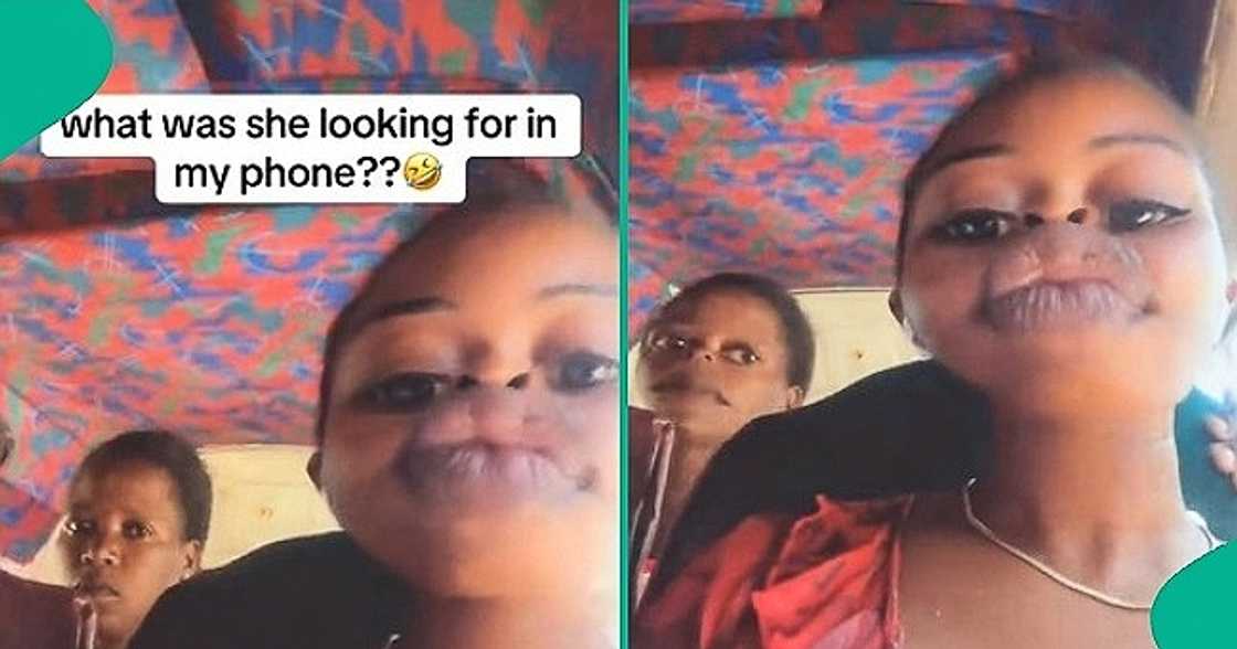 Lady turns on funny filter for nosy passenger