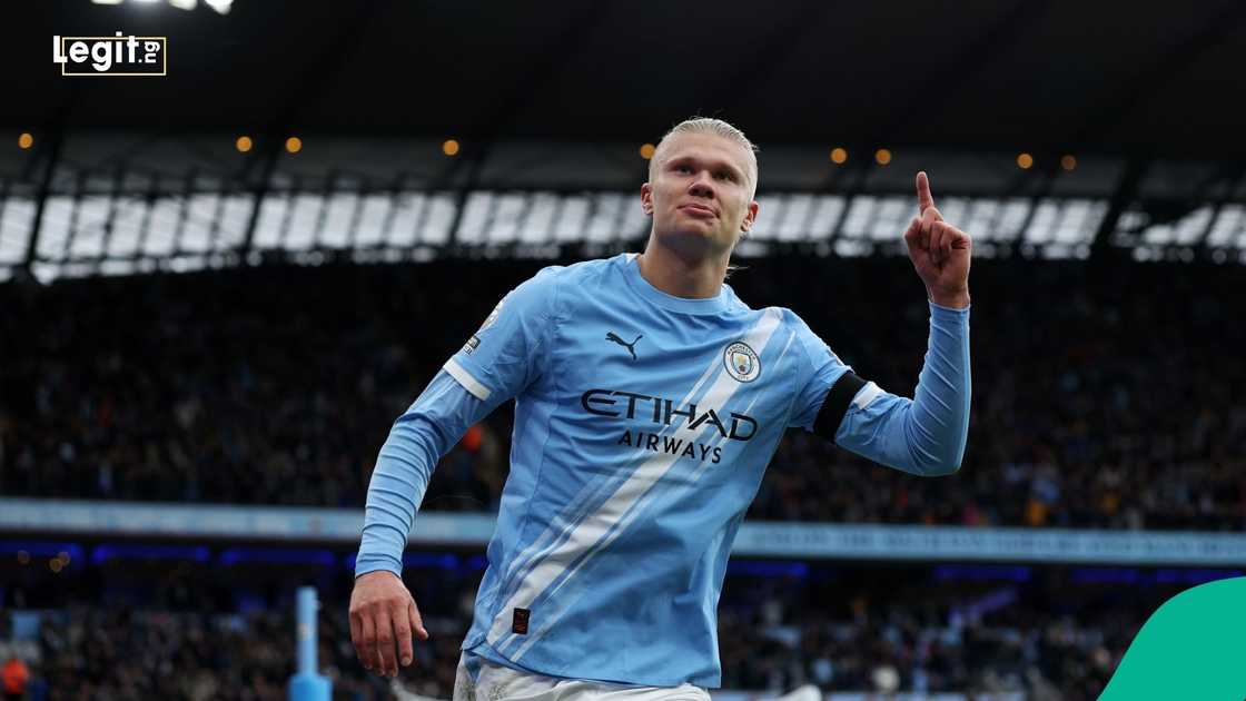 Erling Haaland, Manchester City, Manchester United, Football, Etihad Stadium, English Premier League. Erling Haaland, Manchester City, Manchester United, Football, Etihad Stadium, English Premier League.