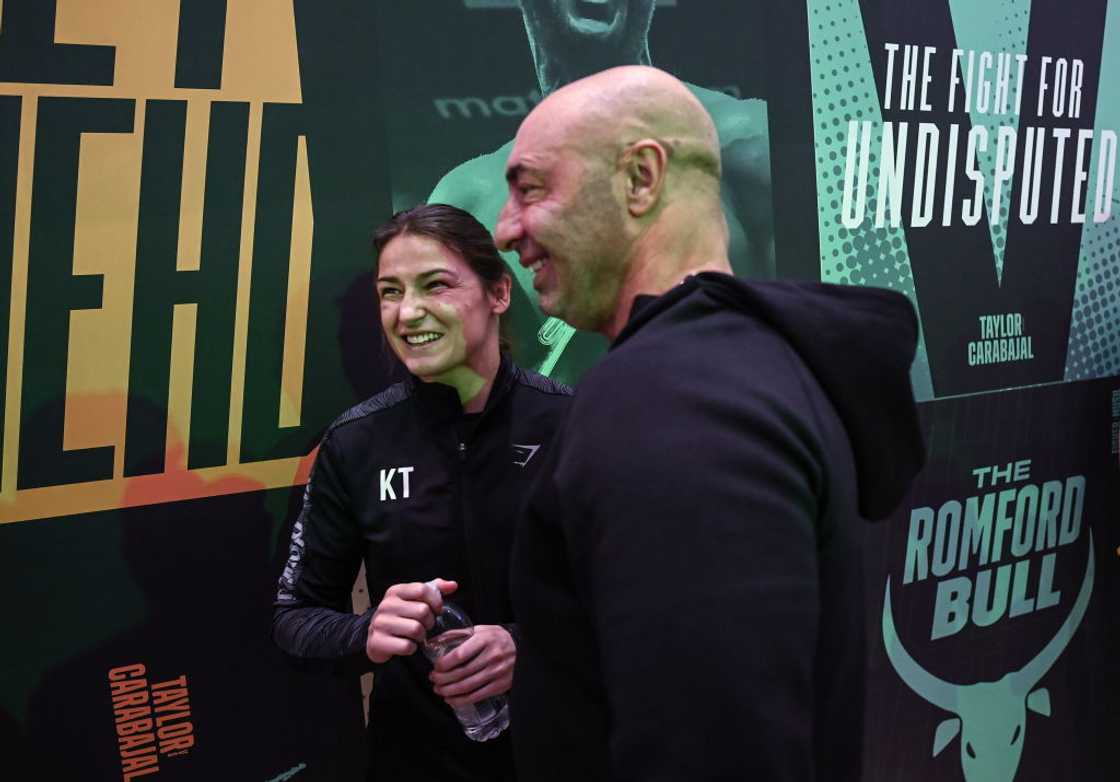 Katie Taylor and Pete in London, England. Katie Taylor and Pete in London, England.