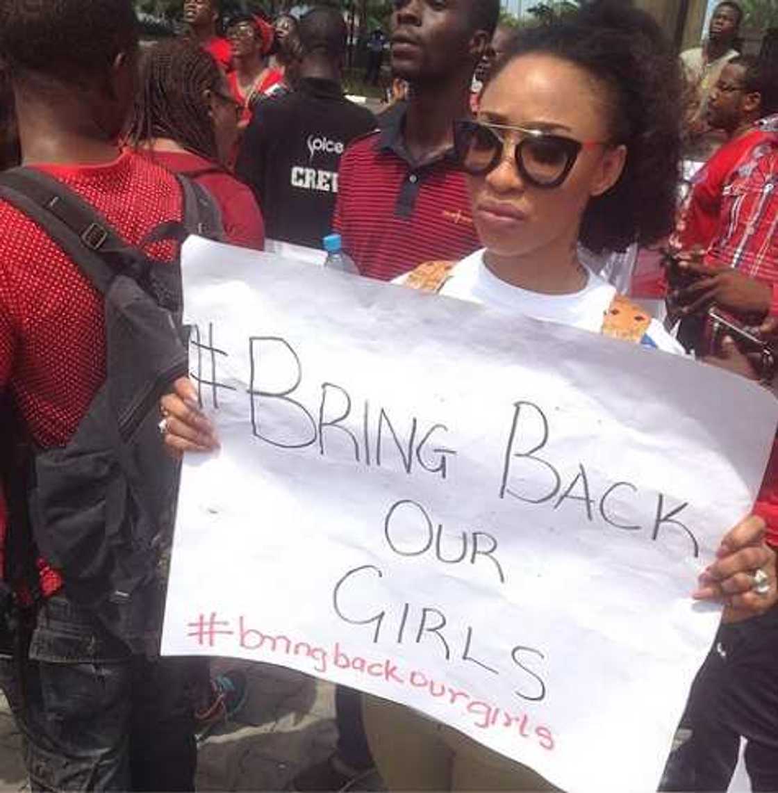 ABDUCTED GIRLS: Tonto Dikeh, Tiwa Savage, Toke Makinwa Protest In Lagos 