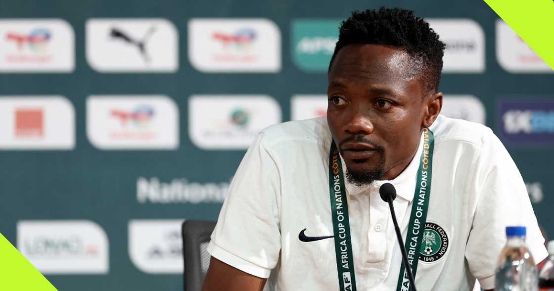 Ahmed Musa at a press conference during AFCON 2023 in Cameroon.