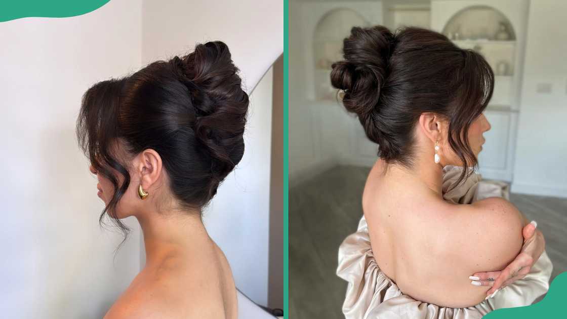 Classic French twist with curly drops Classic French twist with curly drops