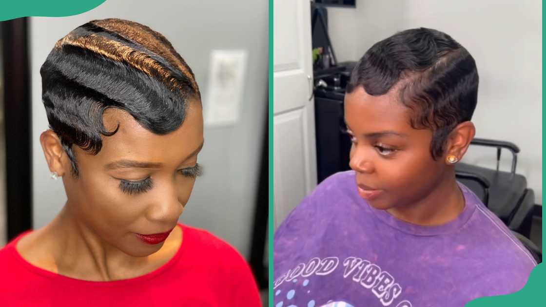 Two women showing their short finger waves hairstyle Two women showing their short finger waves hairstyle
