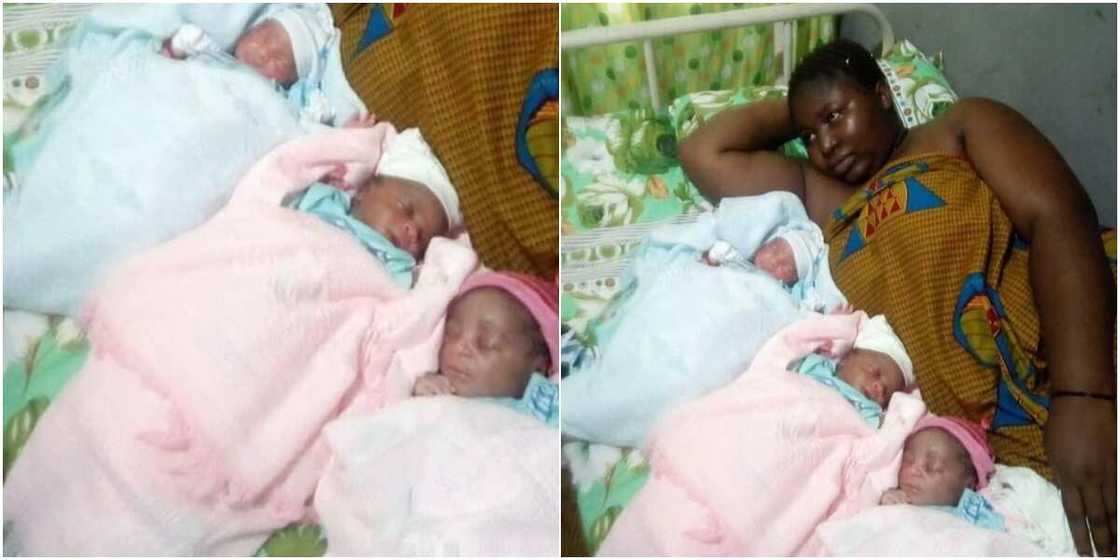 Celebration as woman finally gives birth to triplets after 9 years of waiting Celebration as woman finally gives birth to triplets after 9 years of waiting