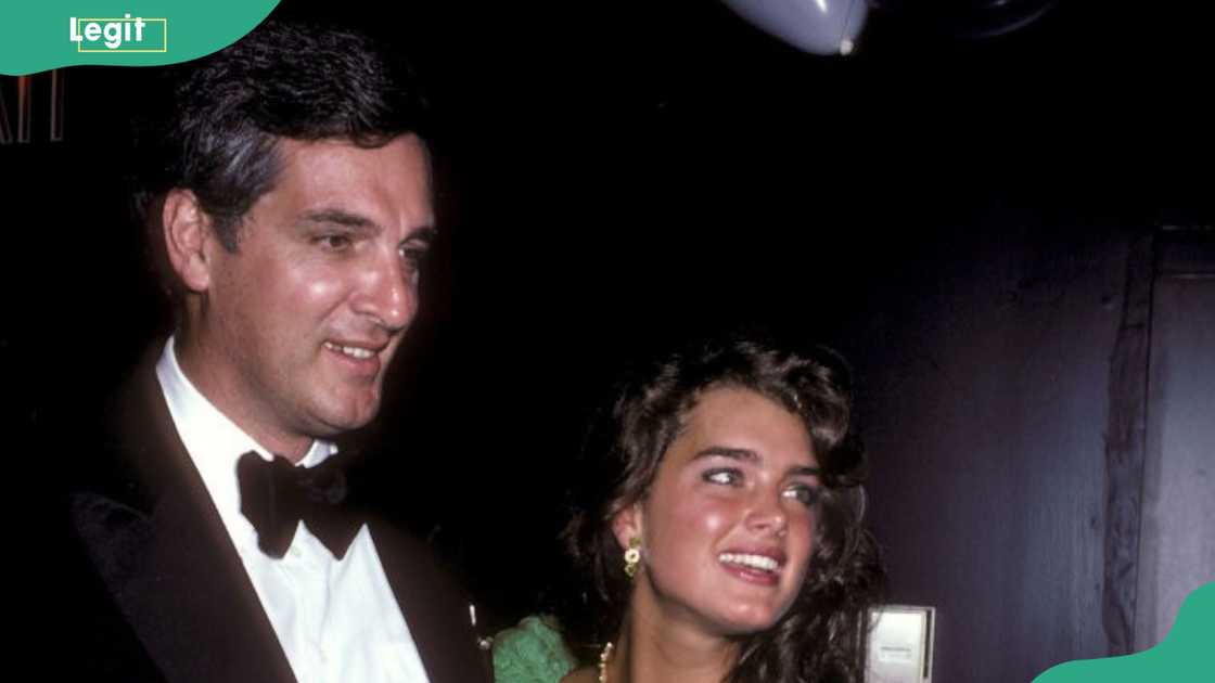 Brooke Shields and her father, Frank Shields, pictured at Brooke Shields' 21st Birthday party
