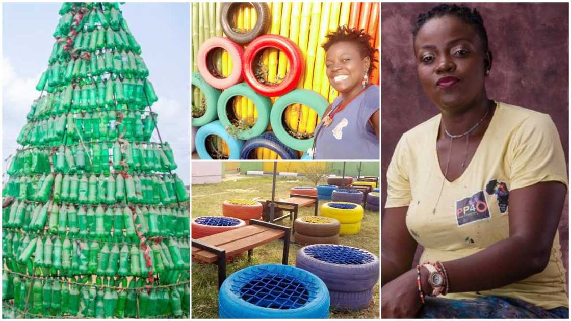 Trast to Treasure: Nigerian Lady Converts Waste Plastic Bottles, Old Tyres into 'Amusement Park' for Kids Trast to Treasure: Nigerian Lady Converts Waste Plastic Bottles, Old Tyres into 'Amusement Park' for Kids