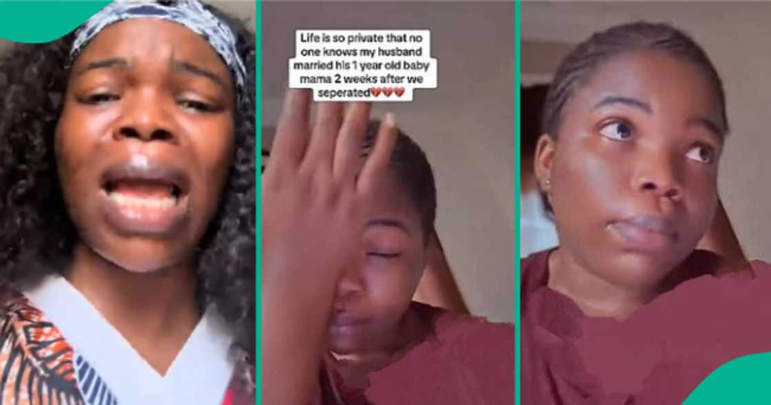 Lady recounts how her former husband married his baby mama two weeks after their separation. Lady recounts how her former husband married his baby mama two weeks after their separation.