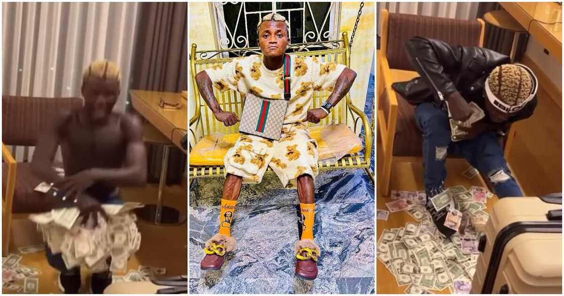 Do give away: Fans hail Portable's abnormal dance steps as he shows off wads of foreign currencies in Istanbul Do give away: Fans hail Portable's abnormal dance steps as he shows off wads of foreign currencies in Istanbul