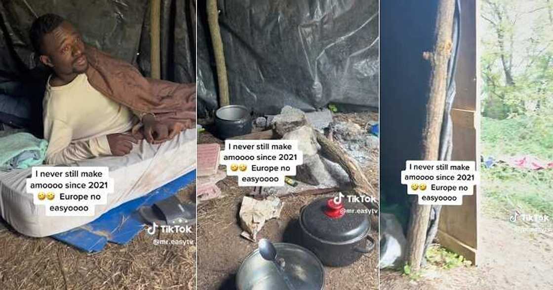 Nigerian man living in trenches in Europe Nigerian man living in trenches in Europe