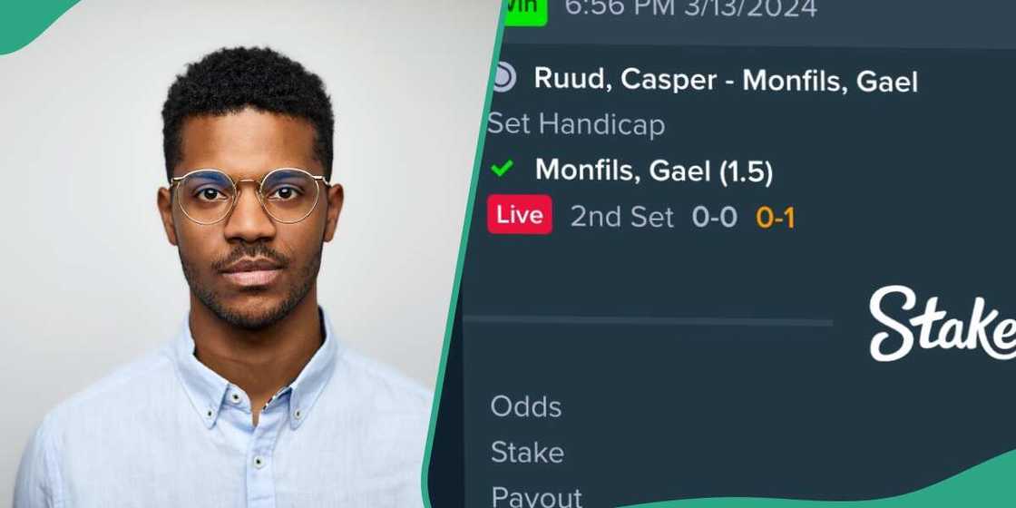 The man showed evidence of the game he won The man showed evidence of the game he won