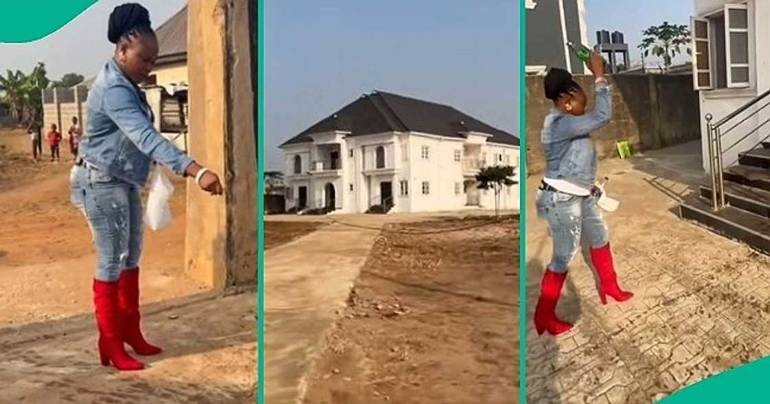 Lady appeases her ancestors as she returns to Nigeria to see her house.