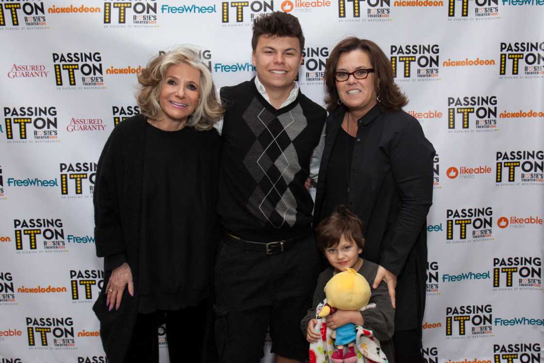 Blake Christopher poses for a photo alongside Sheila Nevins, Dakota and Rosie O'Donnell