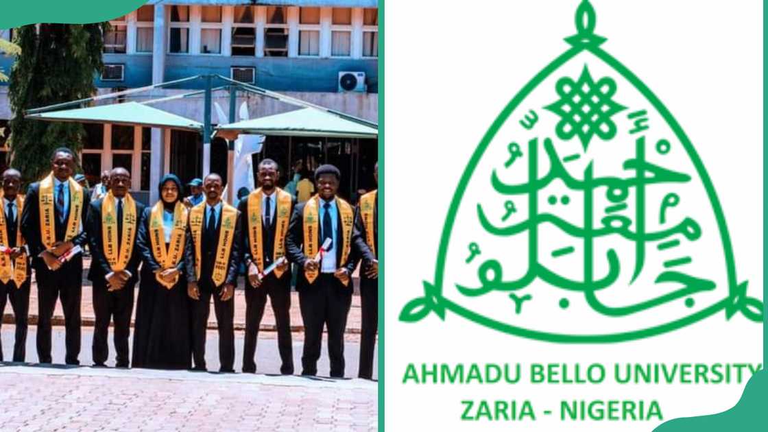 Ahmadu Bello University graduates and logo Ahmadu Bello University graduates and logo