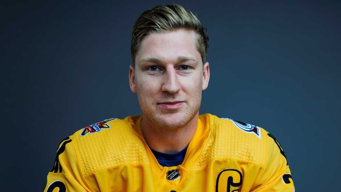 Nathan MacKinnon of the Colorado Avalanche poses for his portrait Nathan MacKinnon of the Colorado Avalanche poses for his portrait