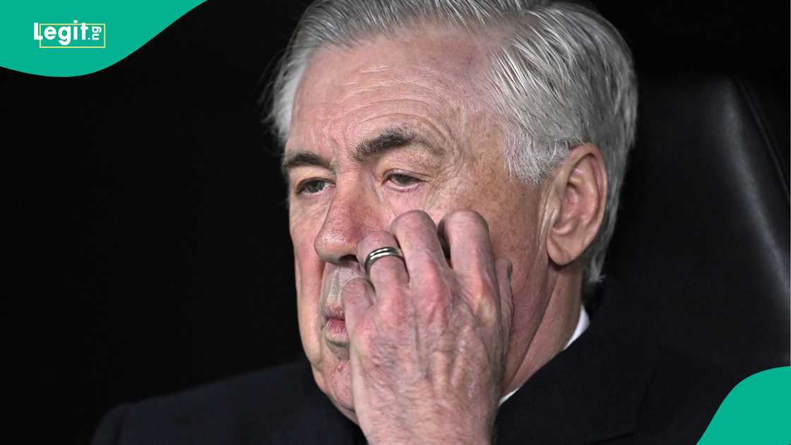 Carlo Ancelotti, Real Madrid, Arsenal, Santiago Bernabeu, Madrid, Spain, UEFA Champions League. Carlo Ancelotti, Real Madrid, Arsenal, Santiago Bernabeu, Madrid, Spain, UEFA Champions League.