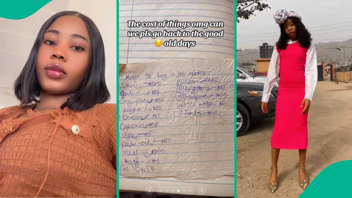 Lady reveals her father's 1981 market list showing cost of food items.