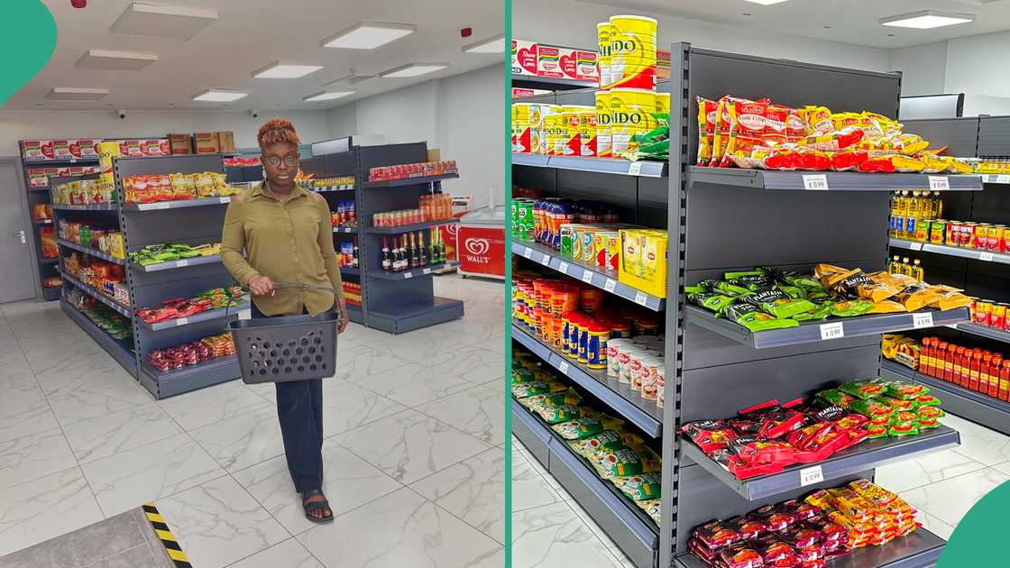 Cute photos as smart Nigerian lady living in UK sets up African grocery store