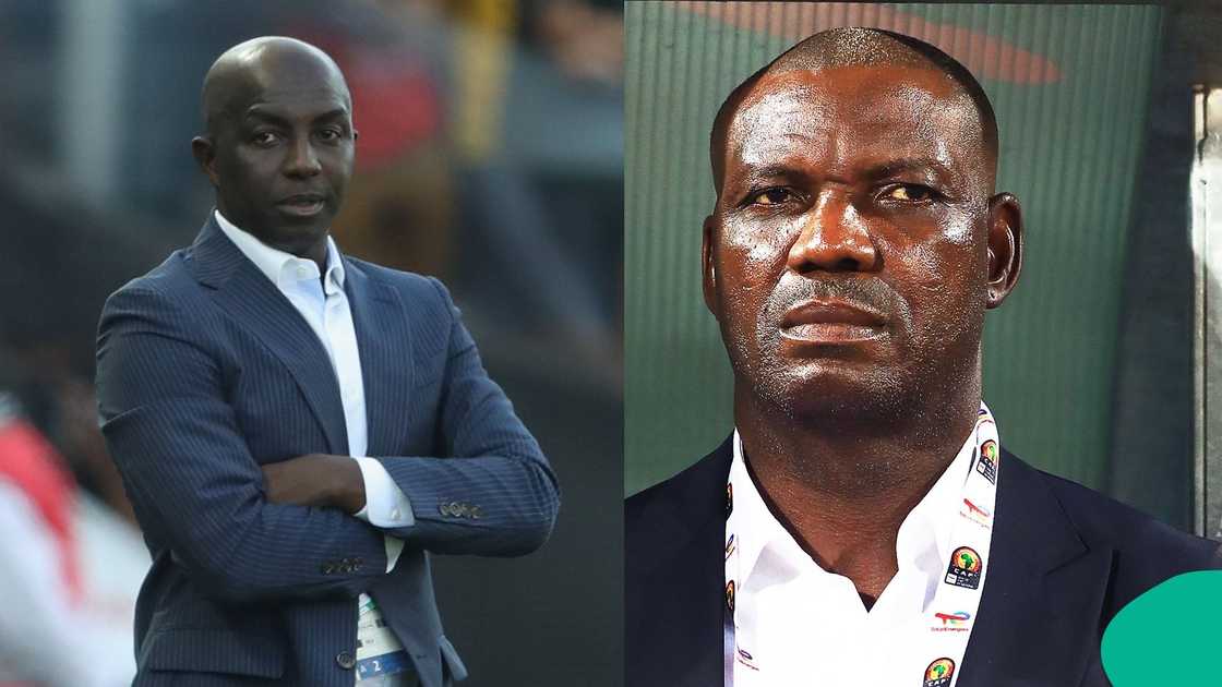 Yakubu Aiyegbeni, Samson Siasia, Augustine Eguavoen, Nigeria, Super Eagles, Football. Yakubu Aiyegbeni, Samson Siasia, Augustine Eguavoen, Nigeria, Super Eagles, Football.