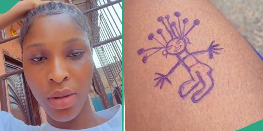 Nigerian lady gets a funny tattoo. Nigerian lady gets a funny tattoo.