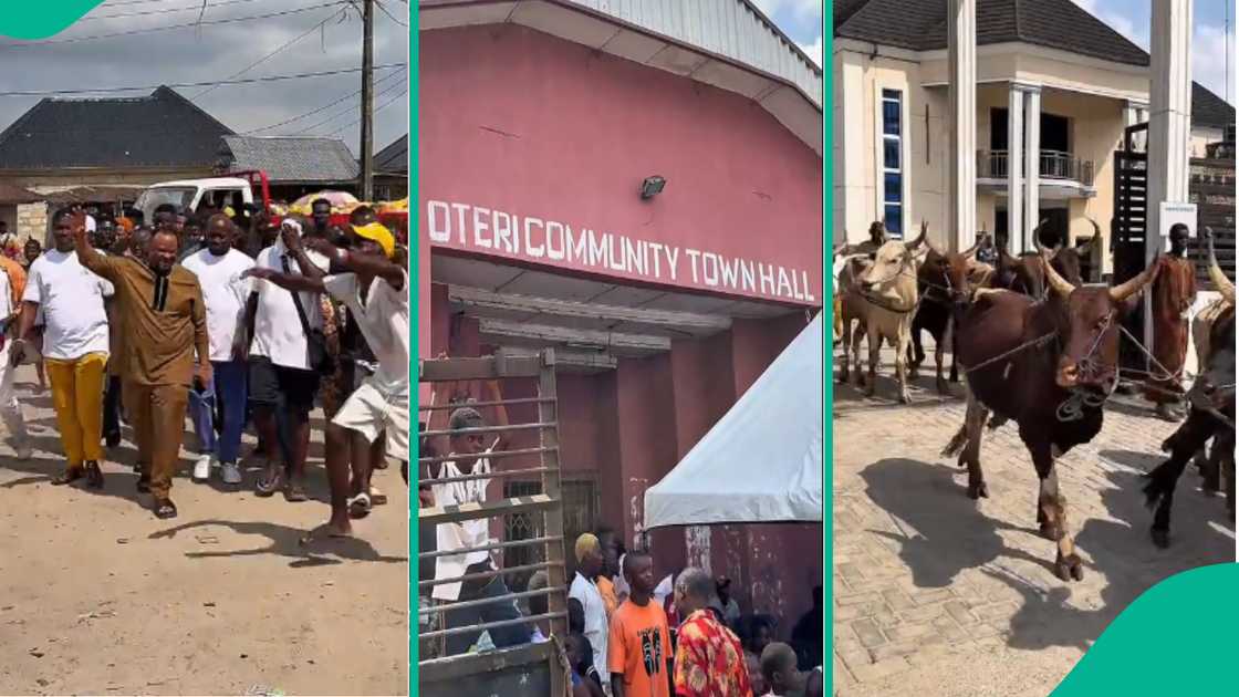 Kind Nigerian man shares plenty food items to his community.