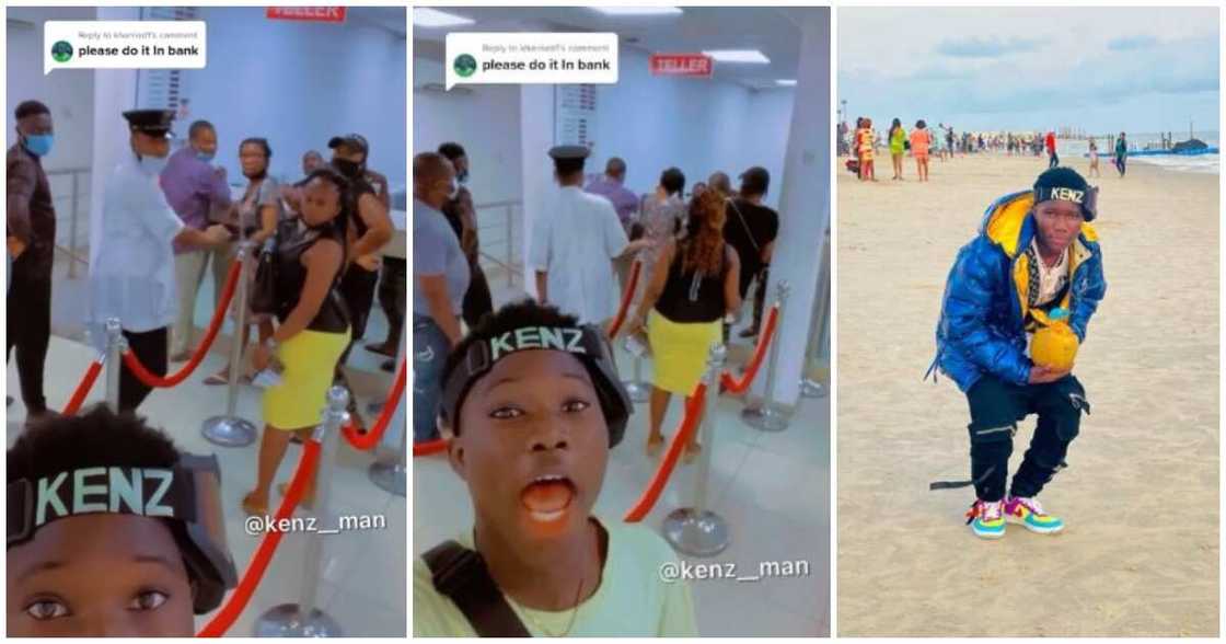 Young Nigerian man walks into a bank and suddenly screams for no reason, video goes viral Young Nigerian man walks into a bank and suddenly screams for no reason, video goes viral