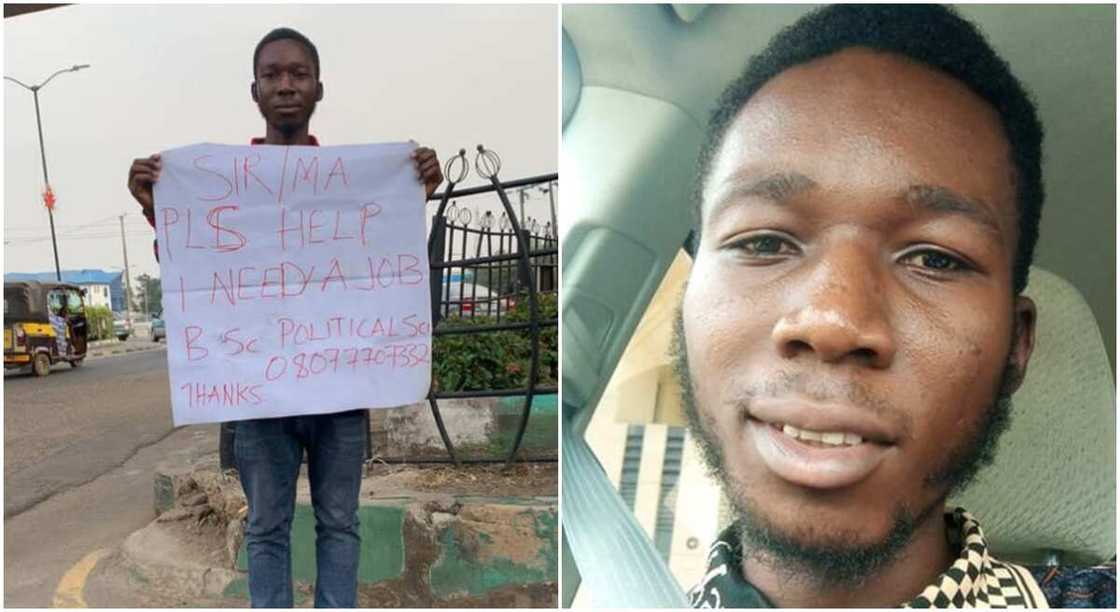 Photos of a Nigerian man who is looking for a job.