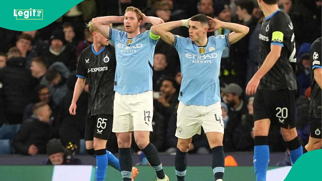 Kevin De Bruyne, Phil Foden, Club Brugge, Manchester City, Etihad Stadium, Manchester, England, UEFA Champions League. Kevin De Bruyne, Phil Foden, Club Brugge, Manchester City, Etihad Stadium, Manchester, England, UEFA Champions League.