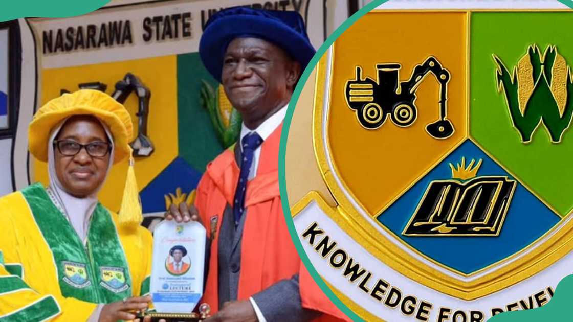 Nasarawa State University graduates. The university logo. Nasarawa State University graduates. The university logo.