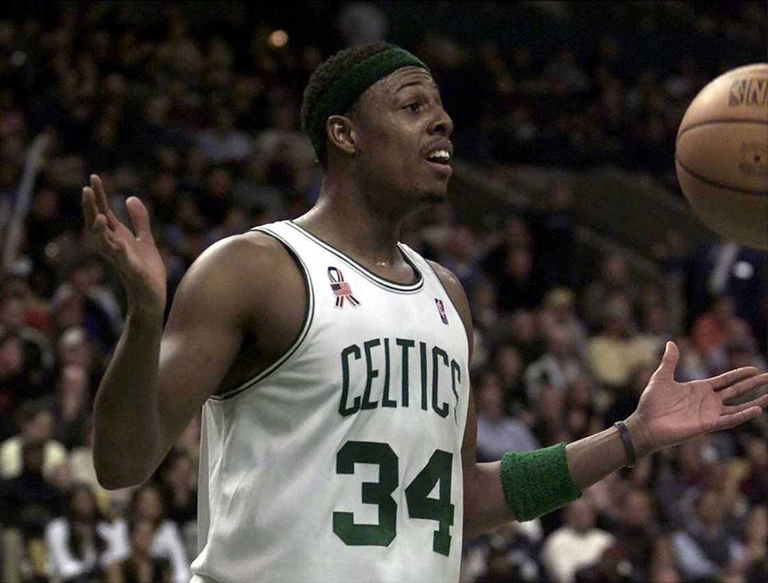 The Celtics' Paul Pierce wonders what happened during the fourth period against the 76ers at the FleetCenter