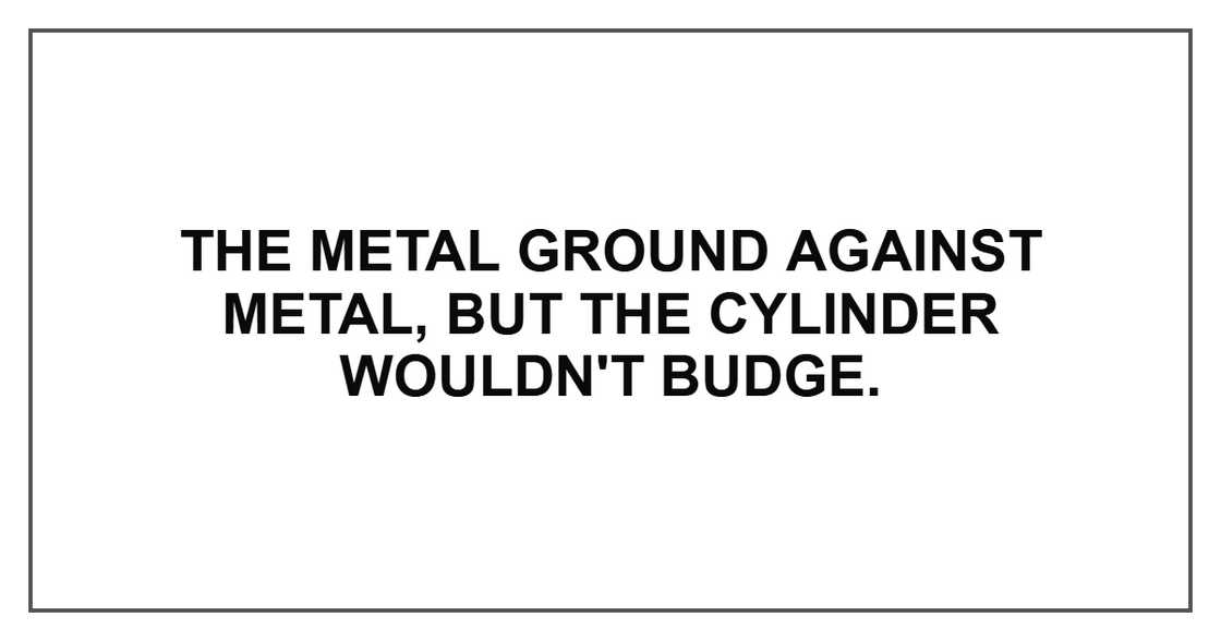 The metal ground against metal, but the cylinder wouldn't budge.