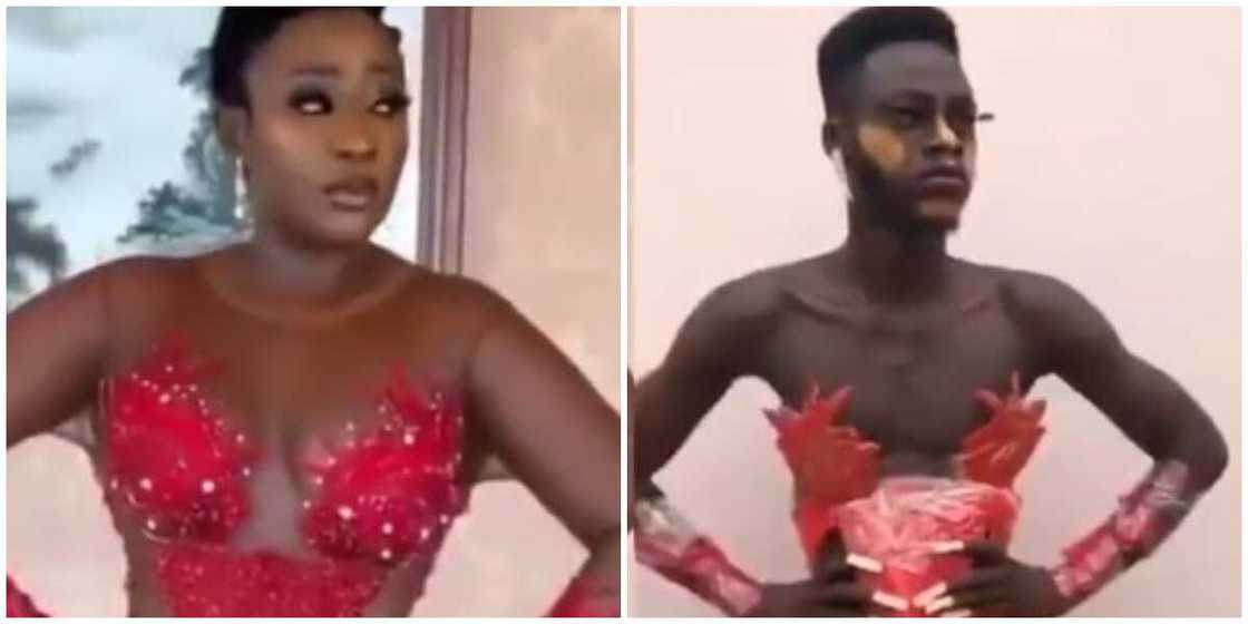 Photos of actress Ini Edo and Ghanaian comedian, Dacoster. Photos of actress Ini Edo and Ghanaian comedian, Dacoster.